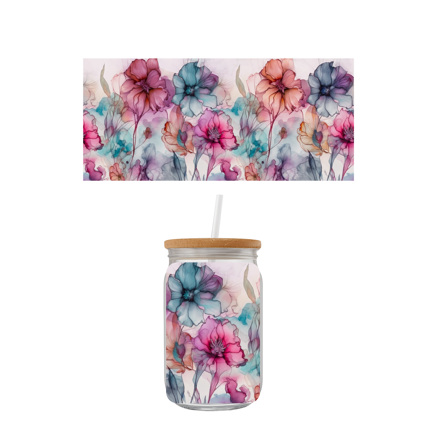 Floral Glass Libby Cup