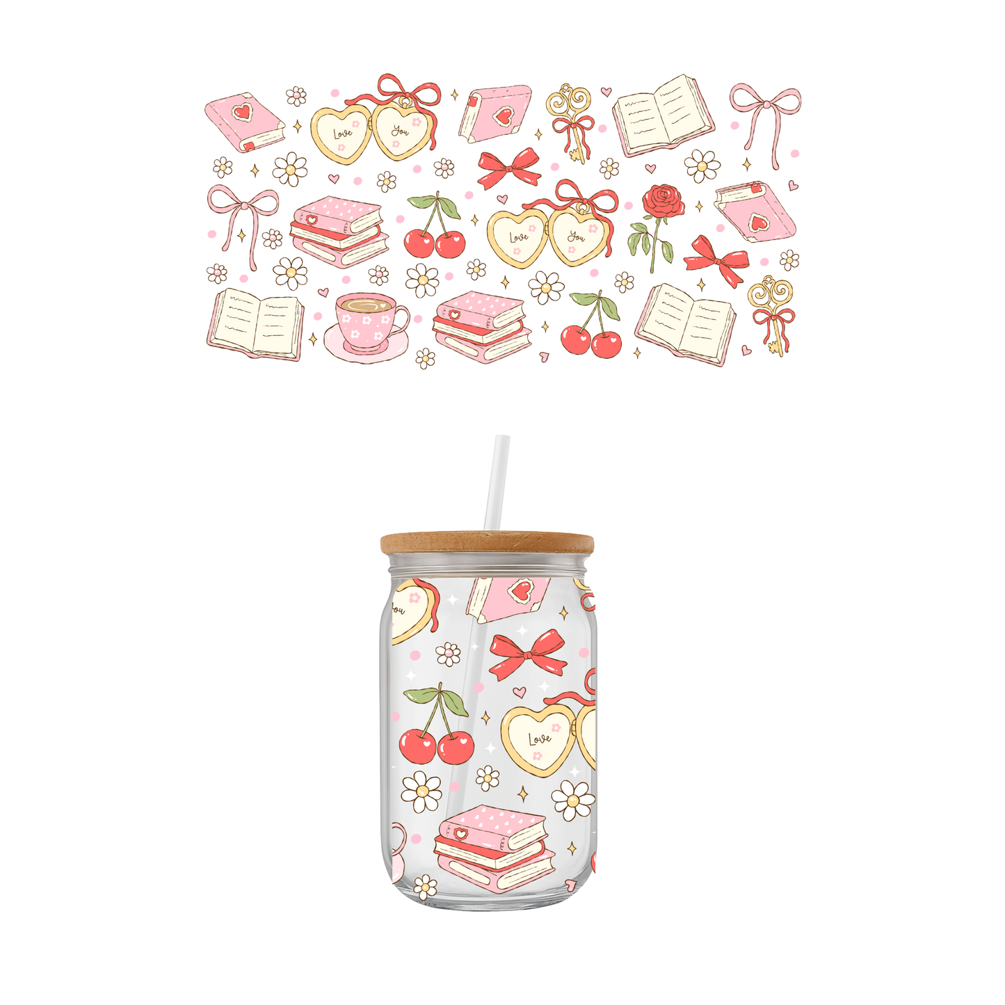 Love & Books Glass Libby Cup