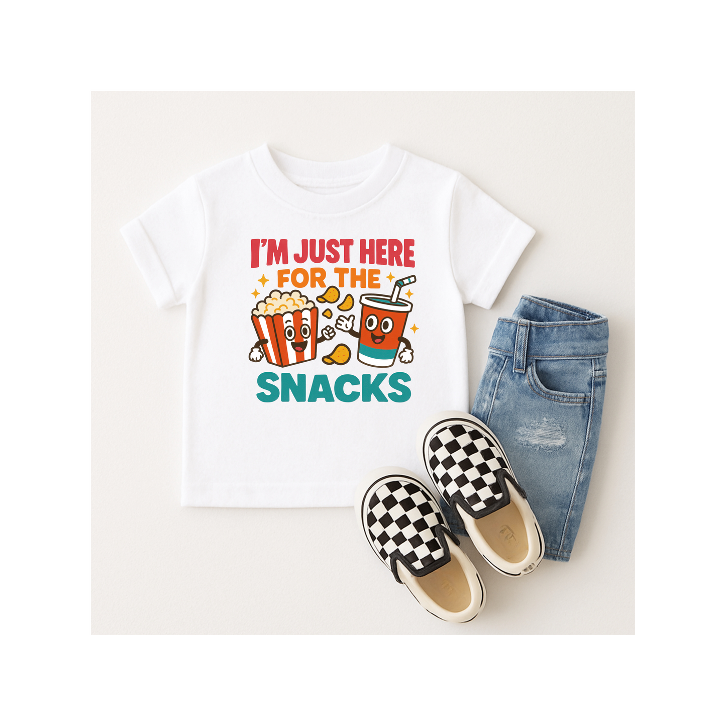 Just Here For The Snacks Kids T-Shirt