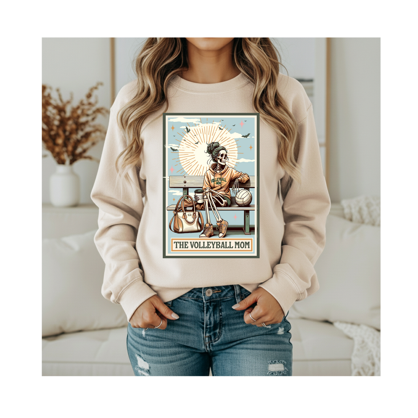 The Volleyball Mom Skeleton Crewneck