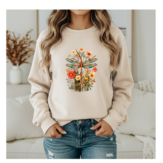 Cuello redondo con libélula floral