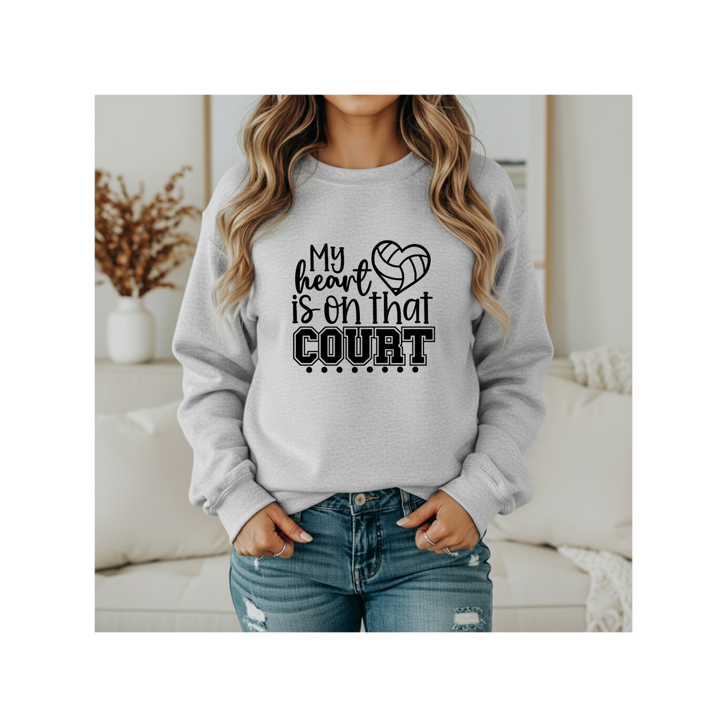 My Heart is on that Court Volleyball Crewneck