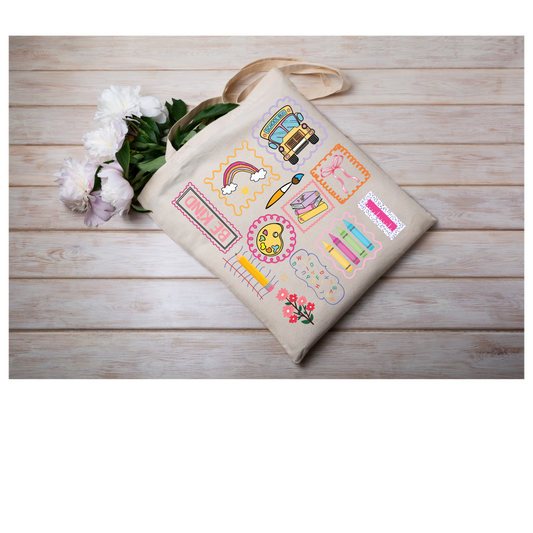 Playful School Collage Tote Bag