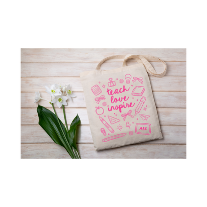 Teach, Love, Inspire Collage Tote Bag
